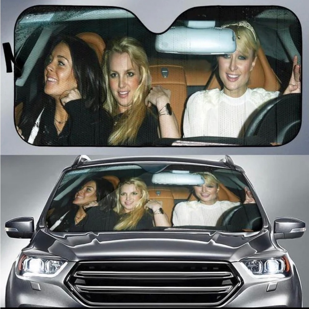 Funny Brittany, Paris and Lindsay Lohan window shade